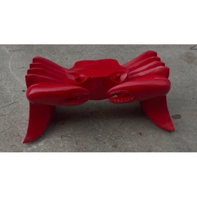Red Painted Wooden Carved Vintage Crab Style Coffee Table Base For Sale In Atlanta - Image 6 of 6
