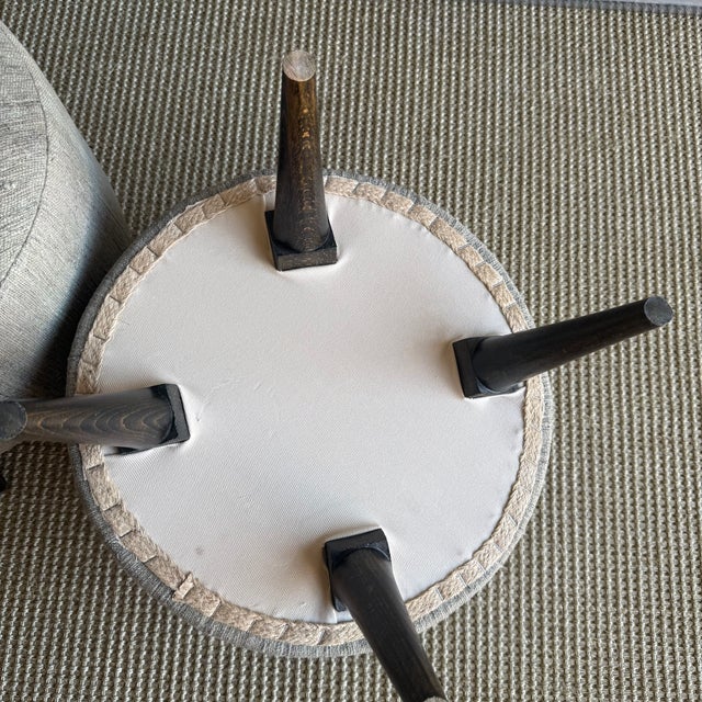 Textile Pair of Greige Ottomans Made From Vintage Turkish Rug For Sale - Image 7 of 9