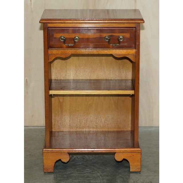 Burr Yew Wood Book Table with Single Drawer and Bookshelves For Sale - Image 3 of 14
