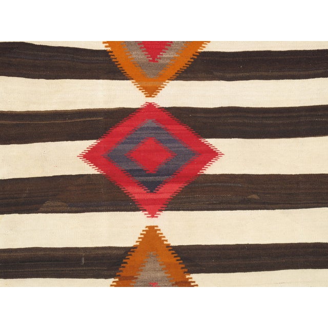 Red Third Phase Navajo Chiefs Blanket C. 1890 Handmade Native America Textile Square For Sale - Image 8 of 18