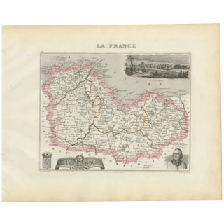 Map of Côtes-Du-Nord France with Saint-Brieuc and Brittany Coastline, 1850 For Sale