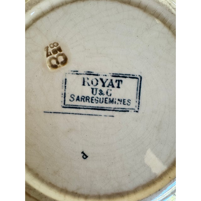 Beautiful antique French terre de fer (ironstone) soup plate by Utzschneider & Cie (U&C) Sarreguemines, featuring the...