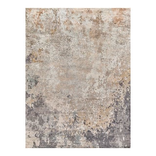 Exquisite Rugs Laureno Hand-Knotted Bamboo Silk & Cotton Silver/Blue Rug-9'X12' For Sale