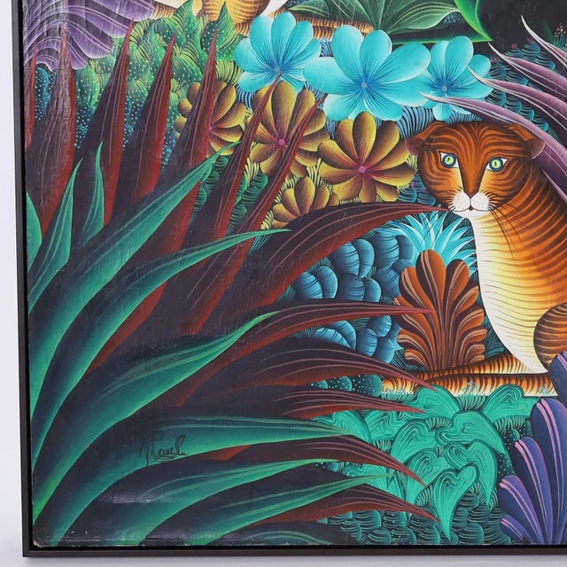 Painting on Canvas of Cats in a Jungle For Sale - Image 4 of 11