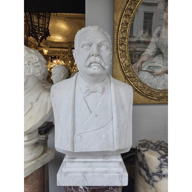 19th Century White Marble Bust of a Man For Sale - Image 6 of 7