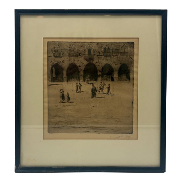 Joseph Pennell Signed Etching “Piazza Del Comune, Pistoia” (1883) For Sale