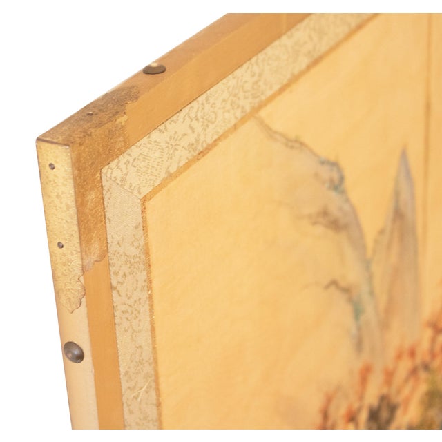 1970s Shōwa Era Japanese Byobu Screen, "At the Bank" For Sale - Image 12 of 17