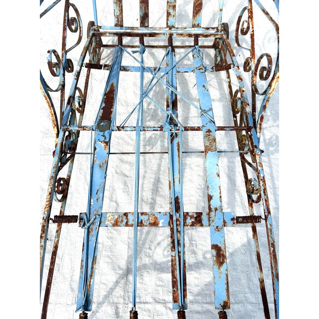 30's Wrought Iron Art Nouveau Style Chaise Fully Extended For Sale In New York - Image 6 of 9
