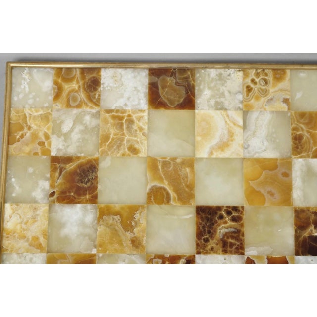 Late 20th Century Vintage Mid Century Modern Mosaic Brown Onyx Stone Chess Game Checkerboard For Sale - Image 5 of 18