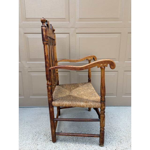 Early 19th Century New England Maple & Ash Armchair With Rush Seat For Sale - Image 13 of 14