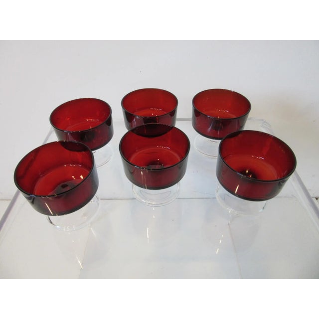 Glass J G Durand Ruby Desert Glasses by Arcoroc France For Sale - Image 7 of 9
