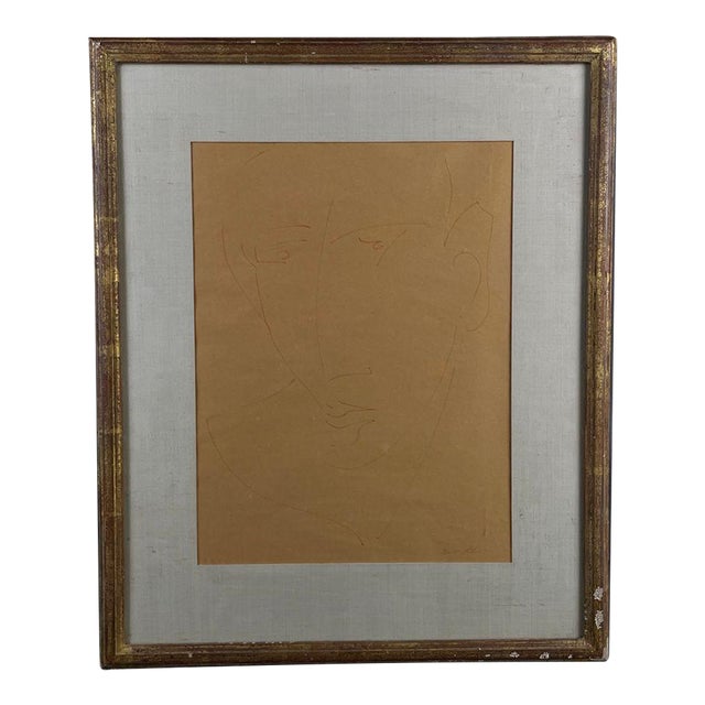 Mid-Century Modigliani Style Portrait Signed by Bernard Cohen, Madison Ave Provenance For Sale