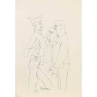 Mino Maccari, The Soldier and the Politicians, 1950s, China Ink For Sale