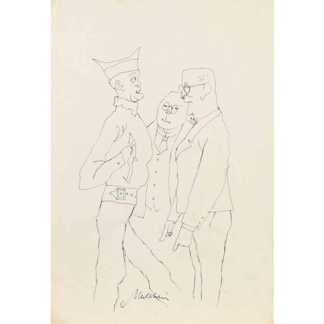 Mino Maccari, The Soldier and the Politicians, 1950s, China Ink For Sale