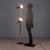 Floor lamp with two adjustable and height-adjustable light points in lacquered and chromed metal. This piece is attributed...