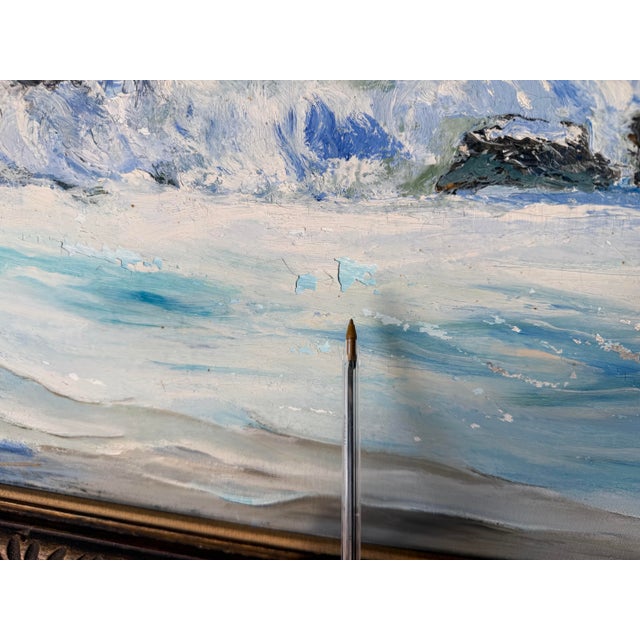 1970’s Liz Lemons Impressionist Coastal Landscape Oil on Canvas, Framed For Sale - Image 10 of 12