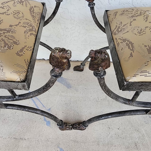 Pair of Curule Benches Footstools With Lion Motif For Sale - Image 13 of 18