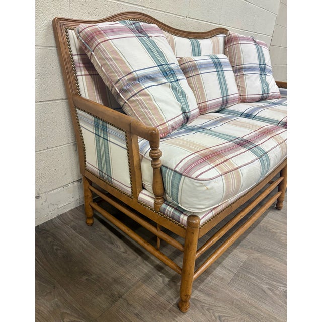 White Vintage Isenhour Furniture MCM Ficks Reed Style Rattan Camelback Sofa For Sale - Image 8 of 14