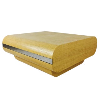 Curved Grass Cloth Coffee Table by Pace For Sale