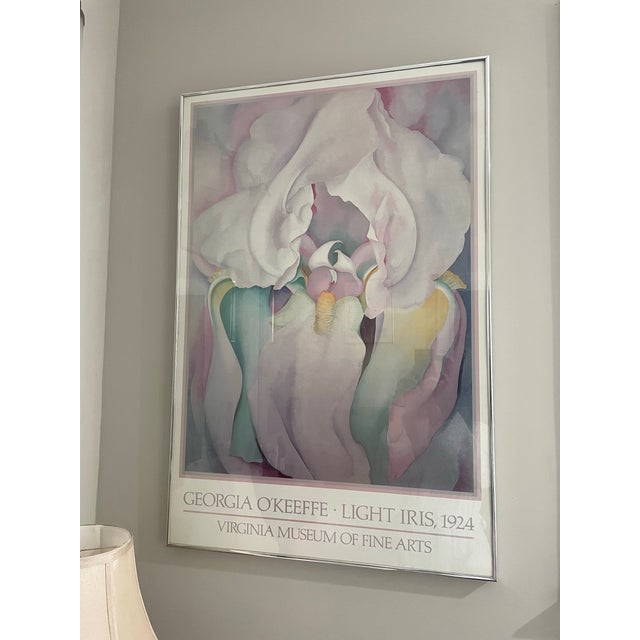 Vintage 1980s Georgia O’Keeffe Framed "Light Iris" Print Museum Poster 1988 From the Virginia Museum of Fine Arts Vintage...