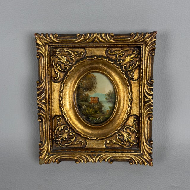 Metal Unknown, Miniature Landscapes, 1950s, Oil on Copper, Framed, Set of 2 For Sale - Image 7 of 12