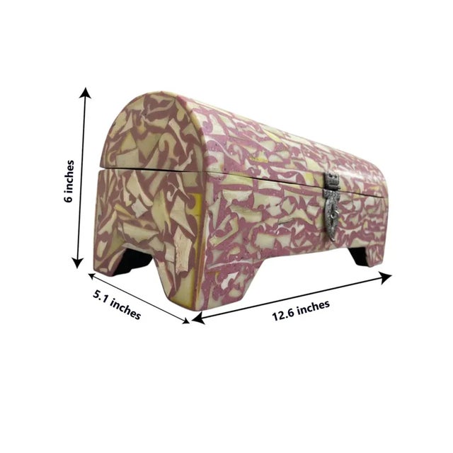 Art Deco Handmade Wooden Box With Metal and Resin–Unique Decorative Storage Chest for Jewelry & Keepsakes For Sale - Image 3 of 6