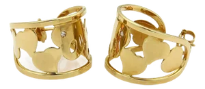 Roberto Coin Diamond 18k Yellow Gold Hearts Open Wide Hoop Earrings , 2 Pieces