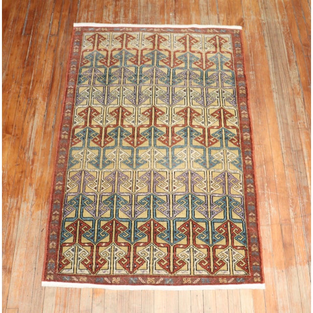 Asian Antique Vintage Turkish Anatolian Scatter Rug - 3'7" x 5'7" For Sale - Image 3 of 9