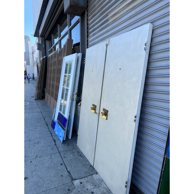 Mid-Century Front Doors With Mosaic Blue Hardware - a Pair For Sale - Image 12 of 12