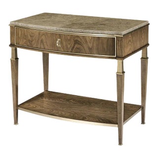 Modern French Marble Top Walnut Nightstand For Sale