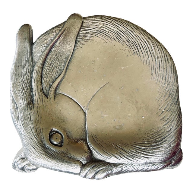 Vintage Arthur Court 1988 Aluminum Rabbit Serving Tray Bunny Dish Plate Easter For Sale