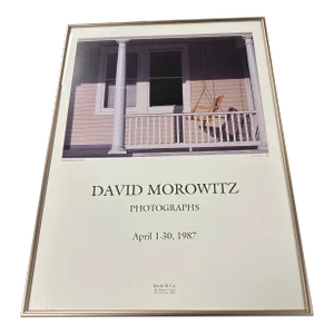 Vintage Framed Original Photograph of a Shadowy Front Porch Swing