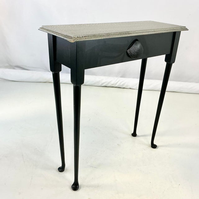 Black 1990s Post Modern Boho Chic Black Thin Style Console Table. For Sale - Image 8 of 11