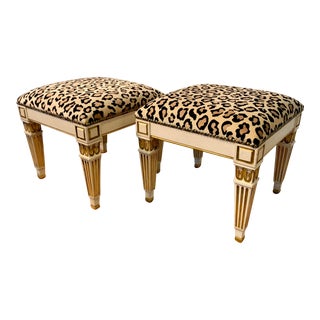 Mid 20th Century Pair of Mid Century Baker Italianate Stools/Ottomans For Sale