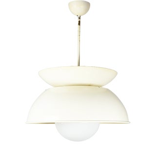 Cetra Pendant Lamp in Ivory Painted Brass and Metal by Vico Magistretti for Artemide, 1960s For Sale