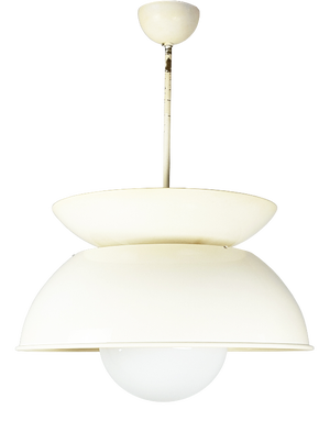 Cetra Pendant Lamp in Ivory Painted Brass and Metal by Vico Magistretti for Artemide, 1960s