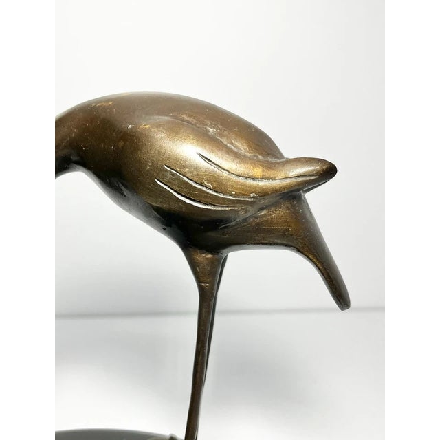 1960s Vintage Bronze Crane Bird 3-Compartment Vanity Dresser Tray For Sale - Image 9 of 11