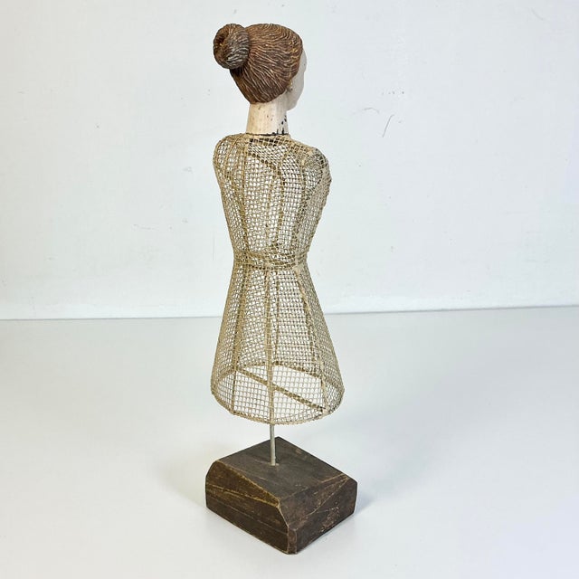 1960s Vintage French Boho Chic Tabletop Tole Mesh Tabletop Mannequin Sculpture For Sale - Image 4 of 12