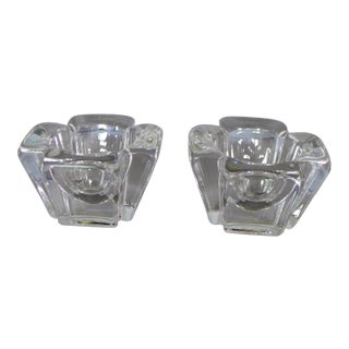 Orrefors Crystal Candleholders - Set of 2 For Sale