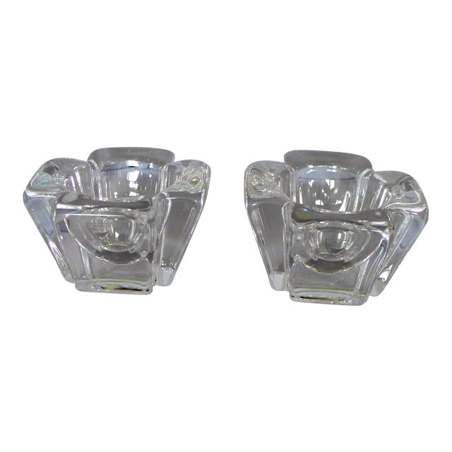 Orrefors Crystal Candleholders - Set of 2 For Sale