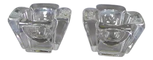 Orrefors Crystal Candleholders - Set of 2
