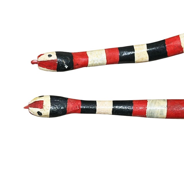 Vintage Tribal Naturalistic Carved Set of Two Snakes 27" W For Sale - Image 4 of 6