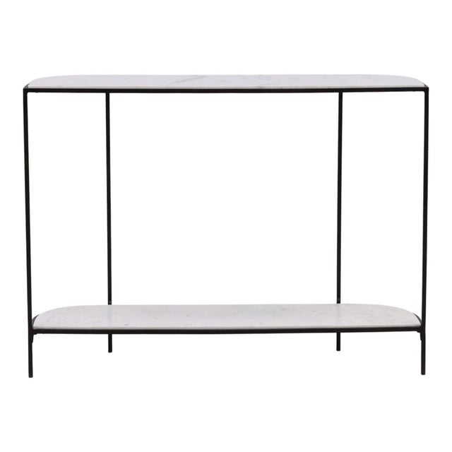 2020s Curved White Marble & Iron Modern Console Table For Sale - Image 5 of 6