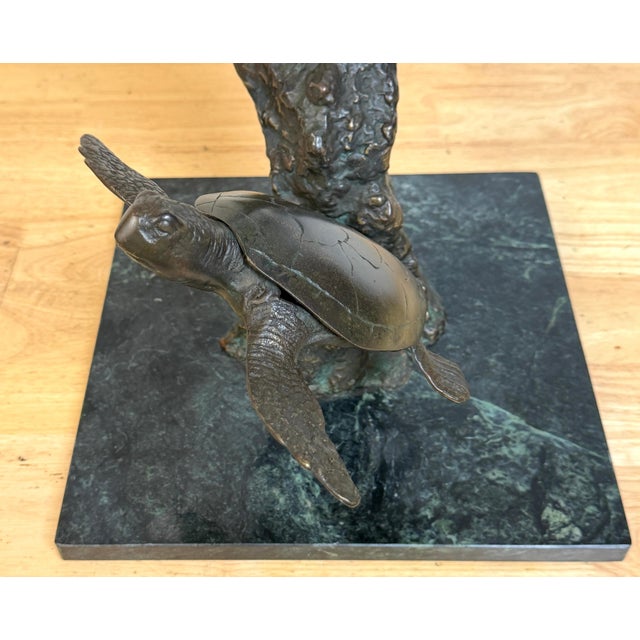 Monumental Bronze Sea Turtle Sculpture on Marble Base, Late 20th Century For Sale - Image 17 of 18