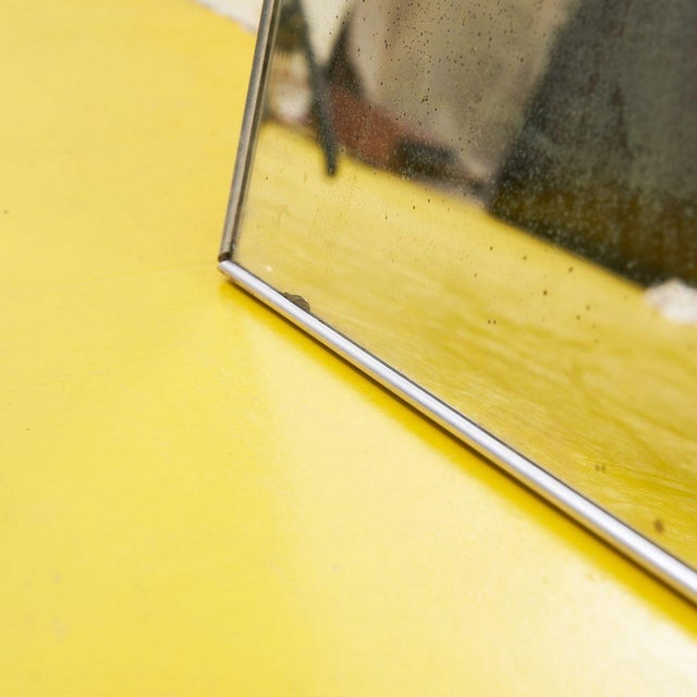 Gray Silk-Screened Mirror in Aluminum Frame For Sale - Image 8 of 10