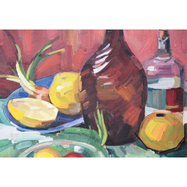 Luise Kornsand, Still Life with Fruits and Bottles, 1942, Oil Painting on Canvas, Framed For Sale - Image 4 of 11