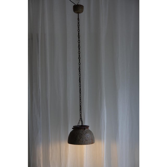 Brown Danish Modern Stoneware and Chain Pendant Light, 1970s For Sale - Image 8 of 18