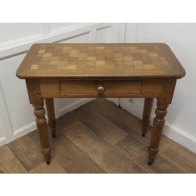 Wood Victorian Pine Marquetry Writing or Side Table For Sale - Image 7 of 7