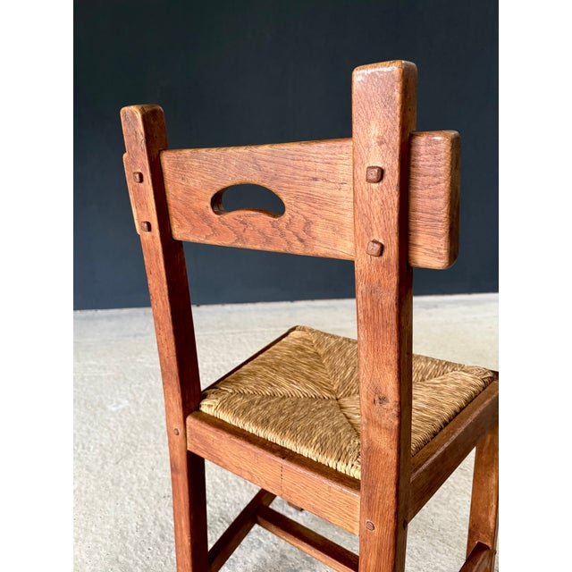 Brutalist Rustic Oak and Rush Dining Chair Set, Belgium, 1960s, Set of 6 For Sale - Image 17 of 18