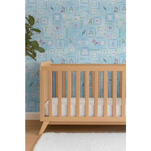 Textile Mahjong Tile Grasscloth Wallpaper by House Party | Bam Blue | 6 Yards For Sale - Image 7 of 8